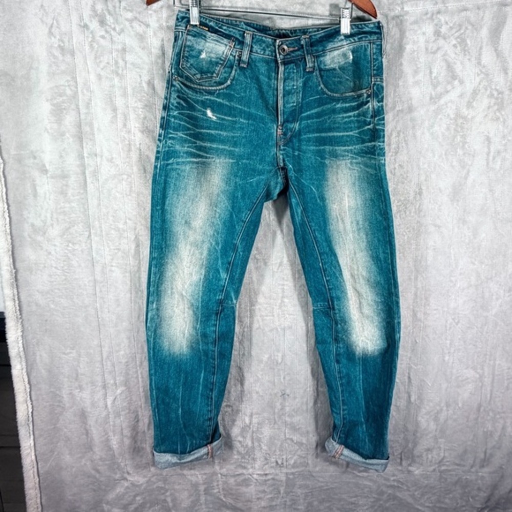 G-Star RAW Jeans A-Crotch Tapered Button Fly Jeans Size 30 x 32 Blue Denim